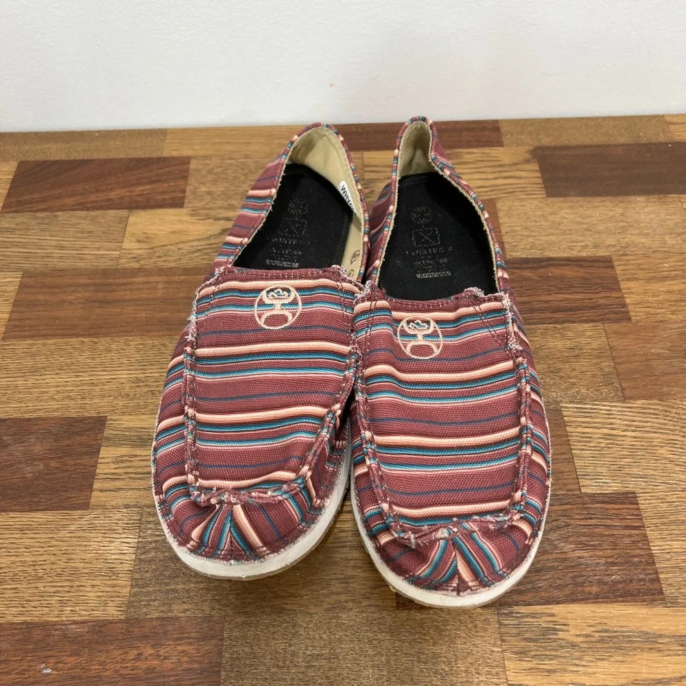Twisted‎ X Womens Hooey Serape Slip On 7 Canvas Stripe Multicolor Beach Western